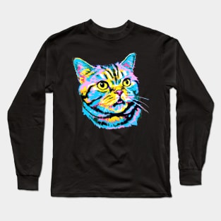 American Shorthair Pop Art - Cat Lover Gif Long Sleeve T-Shirt